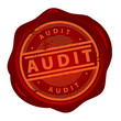 Wax seal with text Audit inside, vector illustration