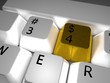 Illustration: Gold button $ on white keyboard Gold button $ on white keyboard