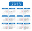 Blue glossy calendar for 2013 year in Spanish