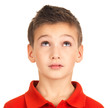 Portrait of young boy looking up