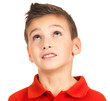 Portrait of young boy looking up