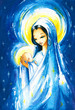 Illustration: Nativity sceneMary with the young Jesus in her arms.Watercolors. Nativity sceneMary with the young Jesus in her arms.Watercolors.