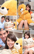 Mosaic of couple with cuddly toys