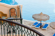  the pool, beach umbrellas and the Red Sea in Egypt