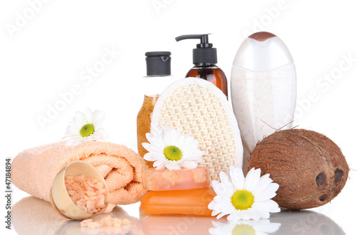 Photo: Set for care of a body isolated on white Set for care of a body isolated on white