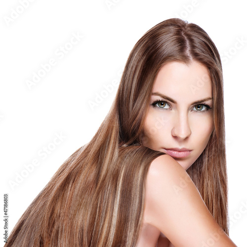 Photo: woman with straight long hair woman with straight long hair
