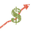 Earnings sign, isolated, grunge, business growing concept. Vecto