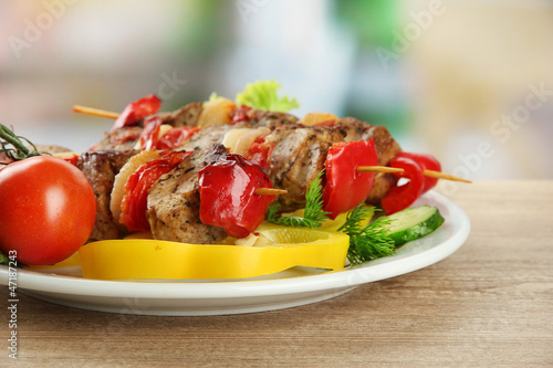Photo: tasty grilled meat and vegetables tasty grilled meat and vegetables