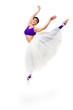 ballerina jumping against isolated white background