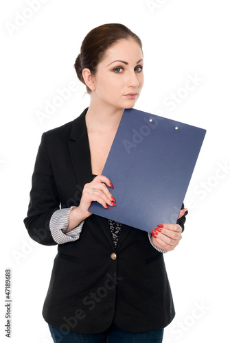 Photo: Portrait of the business woman with folder Portrait of the business woman with folder
