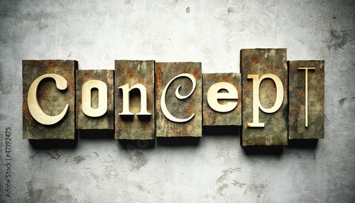 Illustration: Design concept with vintage letterpress Design concept with vintage letterpress