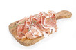 Foto: slices of italian raw ham on wooden board slices of italian raw ham on wooden board