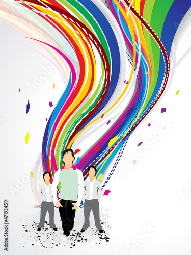 Vector: abstract colorful wave background with boy abstract colorful wave background with boy