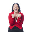 40s woman celebrating her success