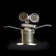 cute funny robot toy made of garbage. recycling waste