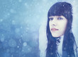 Winter girl. Beauty female portrait with copy space