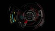 Video: Futuristic high tech display screen on a black background. Futuristic high tech display screen on a black background.