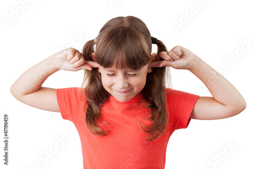 Photo: Little girl covered his ears Little girl covered his ears