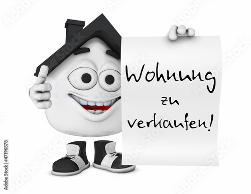 Illustration: Kleines 3D Haus Schwarz - Wohnung zu verkaufen! Kleines 3D Haus Schwarz - Wohnung zu verkaufen!
