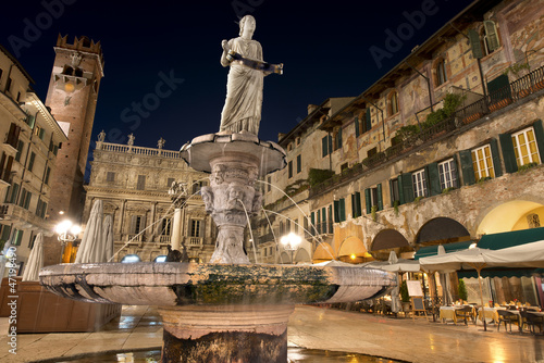 Photo: Piazza delle Erbe by Night in Verona Italy Piazza delle Erbe by Night in Verona Italy