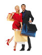 man and woman with shopping bags