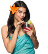 Beautiful Woman with Tropical Drink