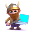 Viking is frustrated with his laptop