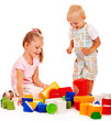 Photo: Children play building blocks. Children play building blocks.