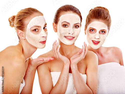 Photo: Group women with facial mask. Group women with facial mask.