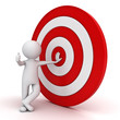 3d man showing thumb up with red target over white