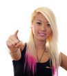 Young woman pointing on you