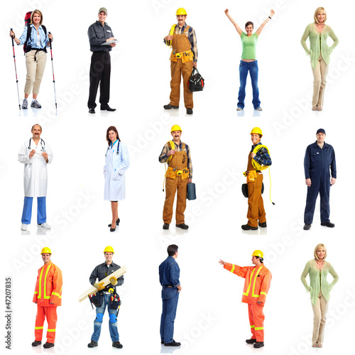 Photo: Group of workers people set. Group of workers people set.