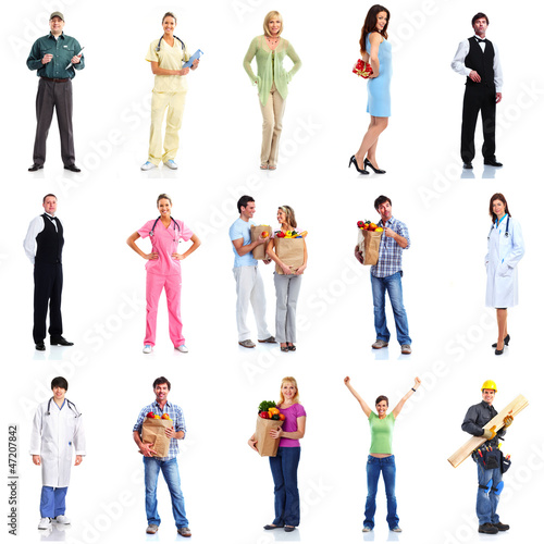 Photo: Group of workers people set. Group of workers people set.