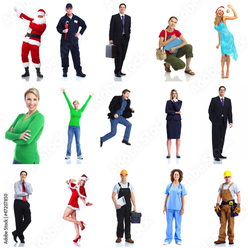 Photo: Group of workers people set. Group of workers people set.