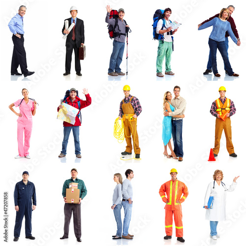 Photo: Group of workers people set. Group of workers people set.