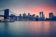 Brooklyn bridge and Manhattan at dusk