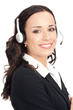 Photo: Support phone operator in headset, isolated Support phone operator in headset, isolated