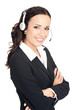 Photo: Support phone operator in headset, isolated Support phone operator in headset, isolated