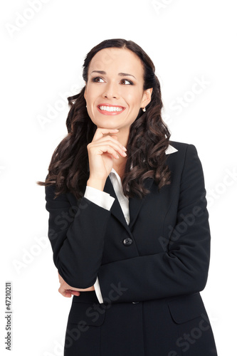 Photo: Thinking businesswoman, over white Thinking businesswoman, over white