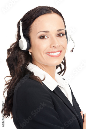 Photo: Support phone operator in headset, isolated Support phone operator in headset, isolated