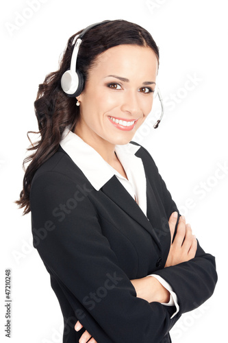 Photo: Support phone operator in headset, isolated Support phone operator in headset, isolated