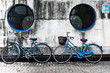 two blue bikes