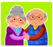 old couple hugging and smiling