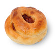 Photo: Homemade bun on a white background Homemade bun on a white background