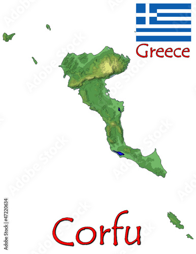 Vector: Corfu Island Greece Europe national emblem map symbol motto Corfu Island Greece Europe national emblem map symbol motto