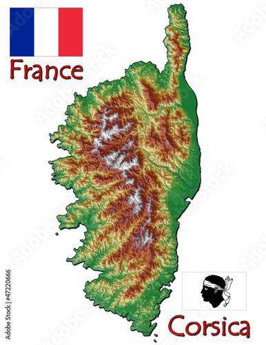 Vector: Corsica island France Europe national emblem map symbol motto Corsica island France Europe national emblem map symbol motto