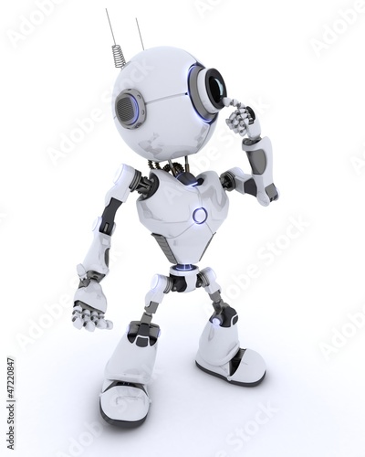 Illustration: Robot considering a thought Robot considering a thought