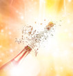 Close-up of champagne explosion