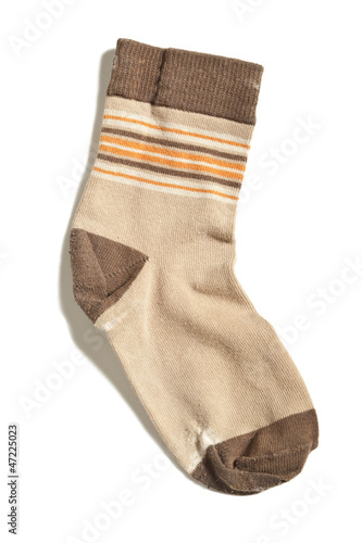 Photo: old sock, isolated on white background old sock, isolated on white background