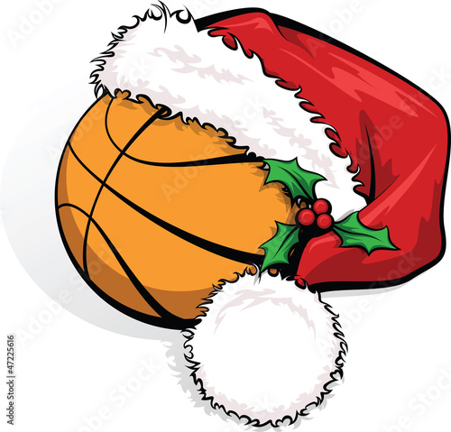 Vector: Basketball Santa Cap Ball Basketball Santa Cap Ball